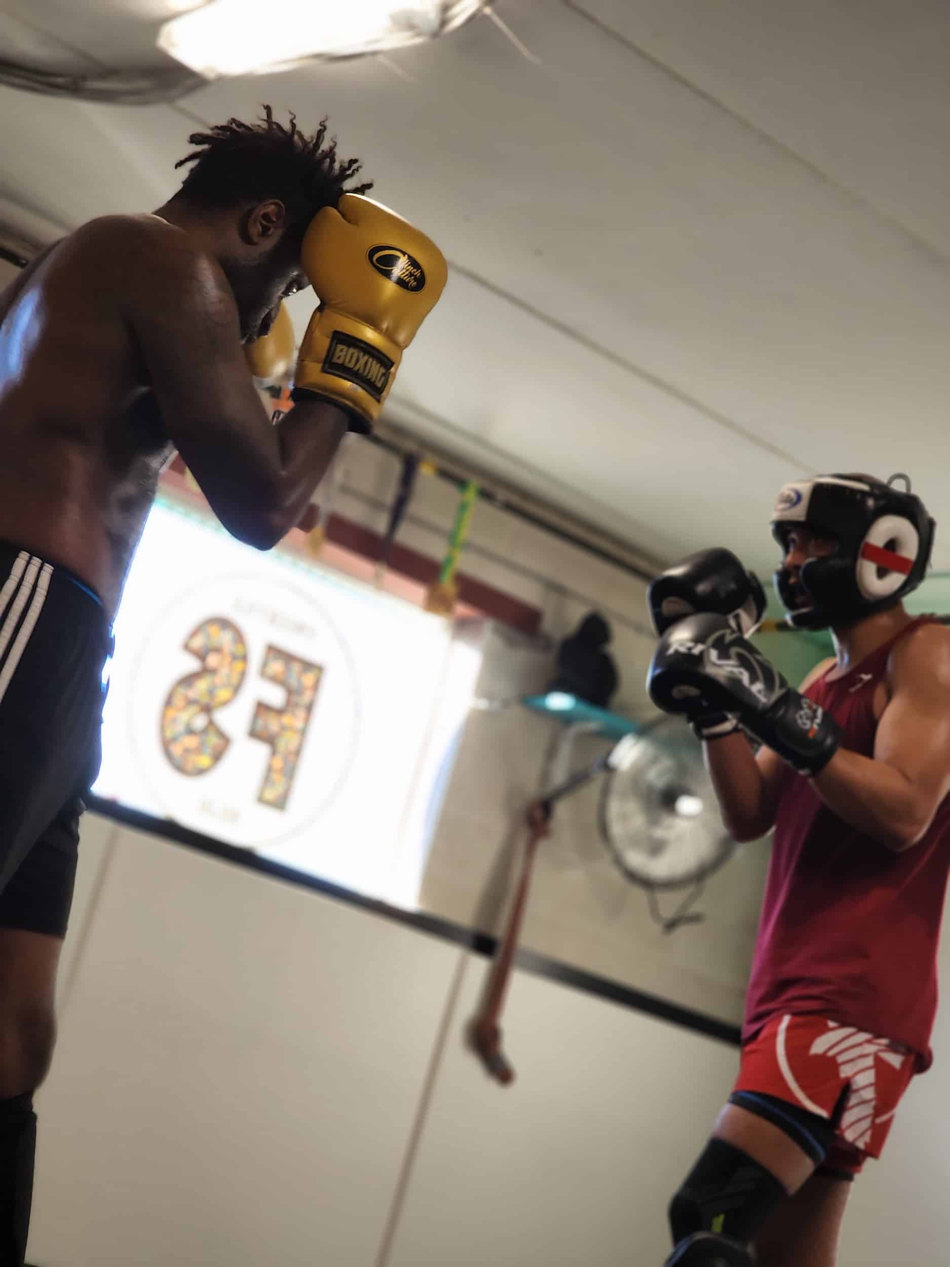 Freestyle Dojo students sparring during a martial arts class in Toronto